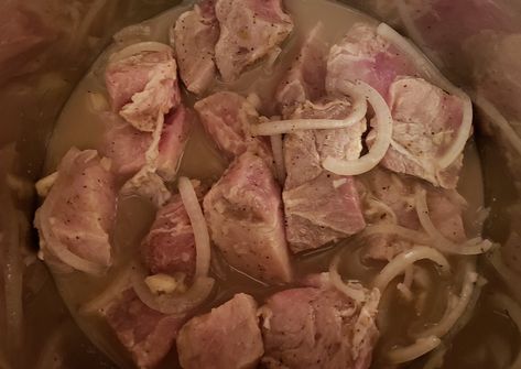 Instant Pot and Air Fried Cuban Pork Chunks (Masitas de Puerco) | Lana Under Pressure Recipes With Pork Chunks, Pork Chunks, Cuban Pork, Mojo Pork, Cuban Dishes, Instant Pot Pork, Crispy Pork, Chops Recipe, Cuban Recipes