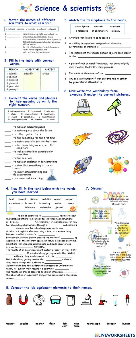 Science Vocabulary online worksheet for gade 6. You can do the exercises online or download the worksheet as pdf. Biology For Beginners, What Is Science Worksheet, Year 5 Science Worksheets, 6th Grade Science Worksheets, English Vocabulary Worksheets, Grade 8 Science, Science Vocabulary Activities, Biology Vocabulary, Education Vocabulary