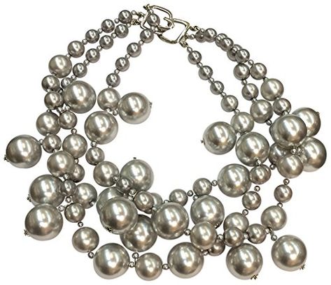 KENNETH JAY LANE-3 STRAND SILVER PEARL CLUSTER DROPS NECKLACE-14KT GOLD PLATE -- Check out this great product. Diy Necklaces Tutorial, Drops Necklace, Pearl Cluster Necklace, Czech Jewelry, Necklace Tutorial, Pearl Cluster, Cluster Necklace, Silver Lights, Pearl Strands