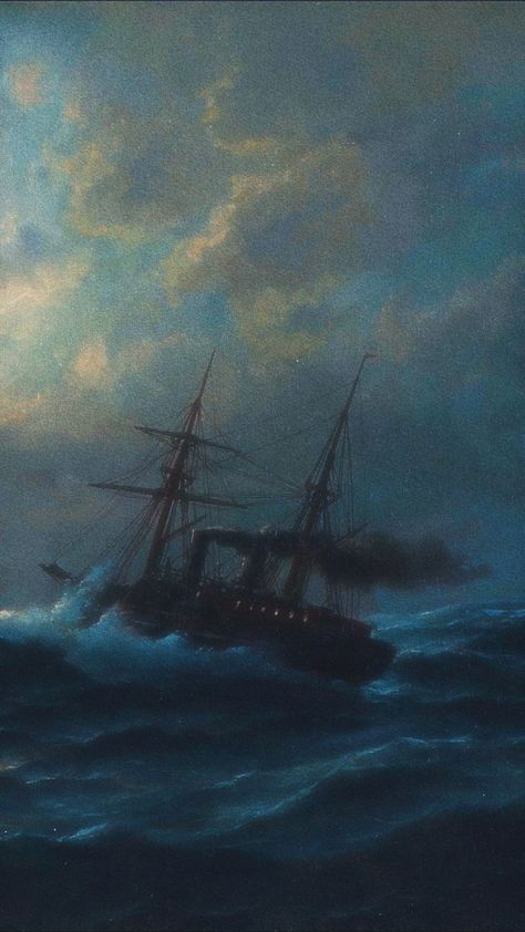 Old Paintings Aesthetic Wallpaper, Pirate Wallpaper Aesthetic, Old Art Wallpaper, Pirate Aesthetic Wallpaper, Ocean Painting Wallpaper, Pirate Wallpaper, Dark Blue Ocean, Shrimply The Best, Arte Indie