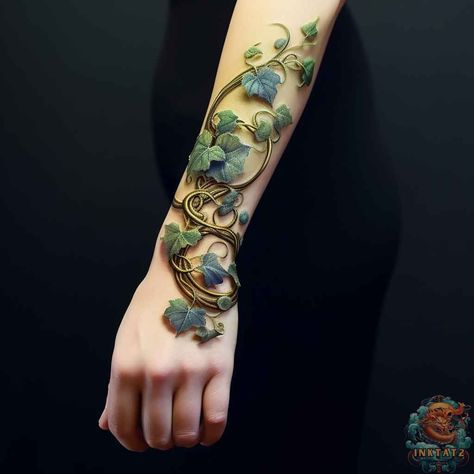 Archive Tattoo, Vine Arm Tattoo, Arm Cuff Tattoo, Fist Tattoo, Nature Tattoo Ideas, Fierce Tattoo, Backpiece Tattoo, Around Arm Tattoo, Cuff Tattoo