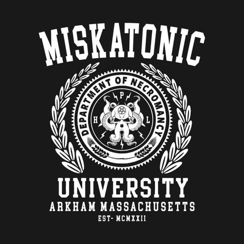 Check out this awesome 'CTHULU+AND+LOVECRAFT+-+MISKATONIC+UNIVERSITY' design on @TeePublic! Miskatonic University, University Design, Horror Shirts, Horror Movie T Shirts, Mystery School, Hp Lovecraft, University Shirt, Cthulhu Mythos, University Tshirt