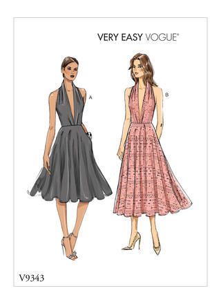 Summer Dress Patterns, Deep V Dress, Vogue Dress, Vogue Sewing, Vogue Sewing Patterns, Vogue Pattern, Miss Dress, Vogue Patterns, Pleated Bodice