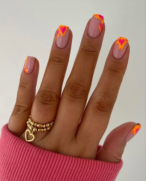 Summer Orange Nails, Zebra Print Nails, Orange Nail Designs, Summer Orange, Bright Summer Nails, Perfect Manicure, Simple Gel Nails, Summery Nails, Bright Nails