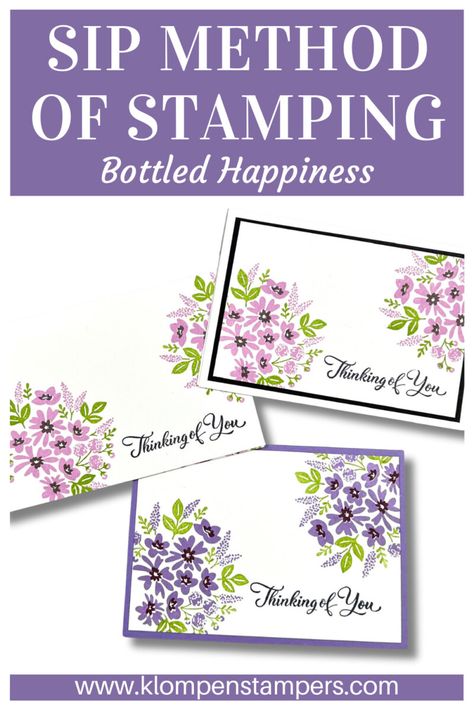 Looking for some basic stamping designs for starters that do not require a lot of supplies and products? Well, you are in the right place! Or, if you're an experienced card maker and looking for some simple stamping designs, you're also in the right place! I love teaching basic stamping techniques and getting crafters started with my proven method of SIP stamping. So let's stamp with a SIP - STAMPS, INK, and PAPER! That is all you need to get started making your beautiful handmade cards. Sip Cards, Easy Diy Cards, Purple Birthday Card, Klompen Stampers, Bottled Happiness, Card Making Tools, Avant Garden, Cardmaking Techniques, Card Making Templates