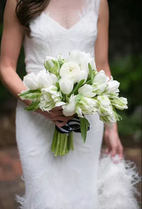 Tulip Bouquet Wedding, Tulip Bridal Bouquet, White Tulip Bouquet, Roses And Tulips, Wedding Flowers Tulips, Bridal Bouquet Spring, Tulip Wedding, Spring Wedding Bouquets, Winter Wedding Bouquet