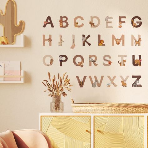 Animal Alphabet Wall Decals Boho Style Letter ABC Wall Stickers for Kids Peel and Stick Removable Wallpaper for Nursery Bedroom Living Room Classroom Wall Art for Home Decor Wallpaper For Nursery, Alphabet Wall Decals, Classroom Wall Art, Abc Wall, Alphabet Wall, Art For Home Decor, Alphabet Stickers, Kids Room Wallpaper, Wall Stickers Home