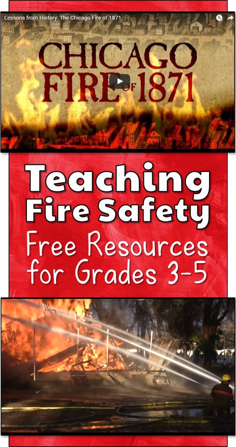 Awesome FREE Fire Prevention Week resources for upper elementary! Love the resources dealing with the Great Chicago Fire... perfect for social studies integration! Fire Prevention Crafts, Fire Prevention Month, Fire Safety Free, Fire Safety Unit, Great Chicago Fire, Pta Events, Fire Safety Activities, Fire Crafts, Fire Safety Week