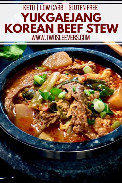 Low Sodium Korean Recipes, Korean Soups And Stews Recipes, Korean Keto Recipes, Low Carb Korean Recipes, Keto Korean Recipes, Korean Stew Recipes, Korean Beef Soup Recipe, Beef Stew Low Carb, Korean Stews