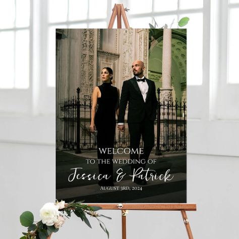 $28.75 | Photo wedding welcome sign fully customizable #wedding, welcome, sign, entrance, printed, personalized, photo, poster, board, reception Wedding Boards Signs Entrance, Photo Poster Board, Poster With Photo, Engagement Party Welcome Sign, Reception Poster, Elegant Engagement Party, Entry Signs, Party Welcome Sign, Wedding Entrance