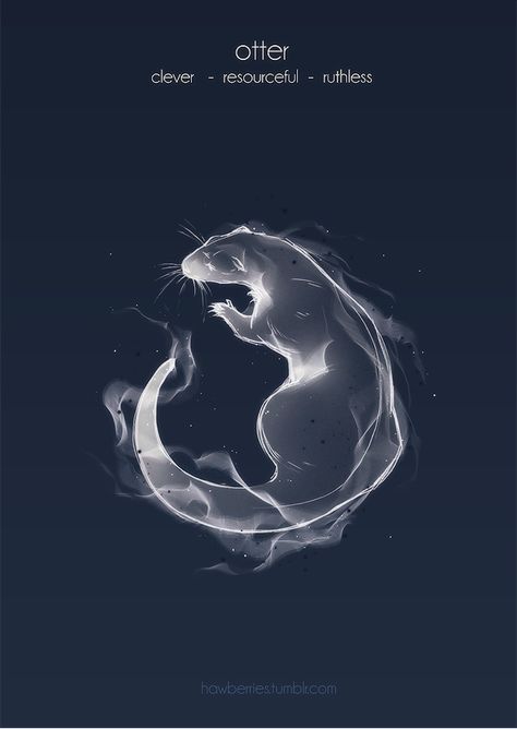 Otter Patronus Art, Otter Patronus Tattoo, Hermione Granger Tattoo, Otter Wallpapers, Hermione Patronus, Otter Patronus, Patronus Art, Patronus Tattoo, Otter Drawing