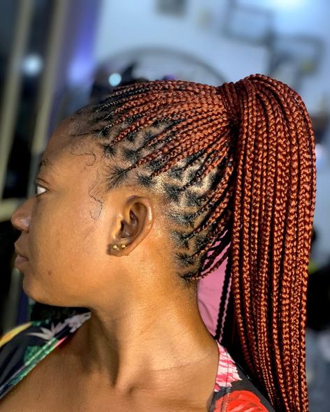 Giwa Oluwafunke on Instagram: “KNOTLESS braids in #350  Hair installed for  @faymous_bibz  Braids by yours truly  @funky_signature   I keep telling you we have the best…” Knotless Color Braids Ideas, Ginger Color, Ginger Cornrows Braids, Auburn Cornrows Braids, Ginger Braids With Black Roots, Orange Brown Braids, Ginger Braids Black Roots, Colour 350 Braids, 350 Braids