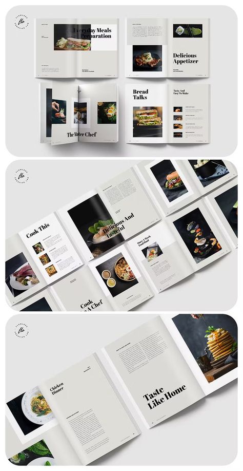 Food Recipe Cookbook Template INDD. 30 Pages. Food Catalog Design Layout, Food Catalogue, Food Catalogue Design, Cook Book Design Ideas, Cookbook Design Template, Newsletter Content Ideas, Food Catalog, Catalog Design Layout, Catalogue Layout