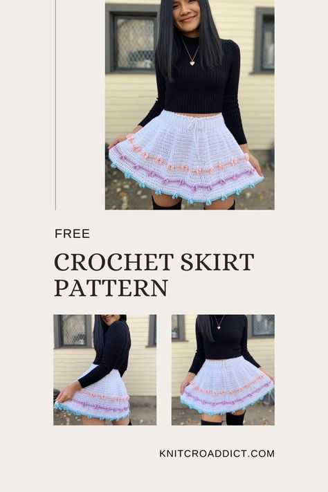 Crochet Pleated Skirt Free Pattern, Crochet Skirt With Pockets, Crochet Flowy Skirt Pattern Free, Crochet Skater Skirt Pattern Free, Crochet Flowy Skirt, Crochet Skater Skirt, Flowy Skirt Pattern, Crochet Skirt Pattern Free, Easy Crochet Skirt