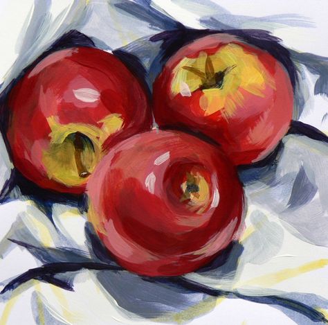 Paint up a Storm Simple Oil Painting, Apple Painting, Apple Art, Watercolor Paintings For Beginners, Watercolor Paintings Easy, Fruit Painting, Textured Painting, 수채화 그림, Simple Acrylic Paintings