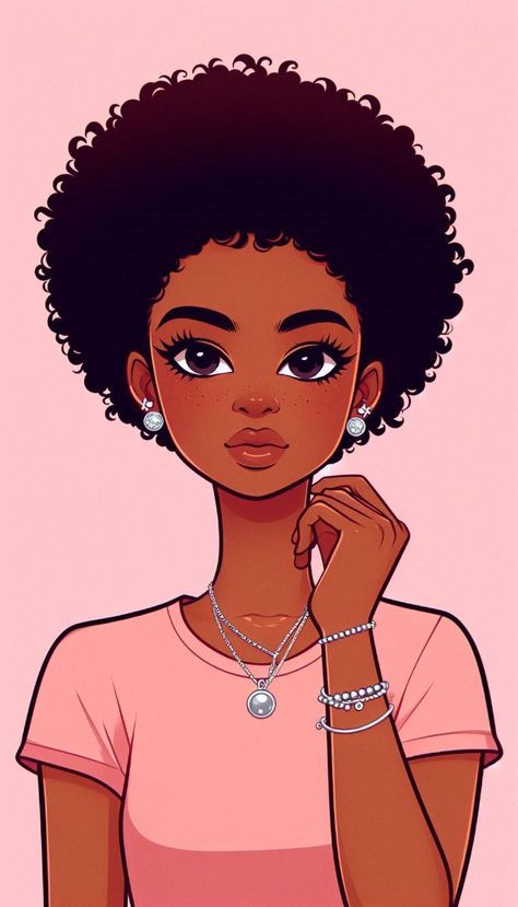 Afro Girl Drawing, Sketchbook Notes, Puff Hairstyle, Afro Puff Hairstyles, Black Baby Art, Light Pink Background, Black Illustration, Out On A Limb, Hair Puff