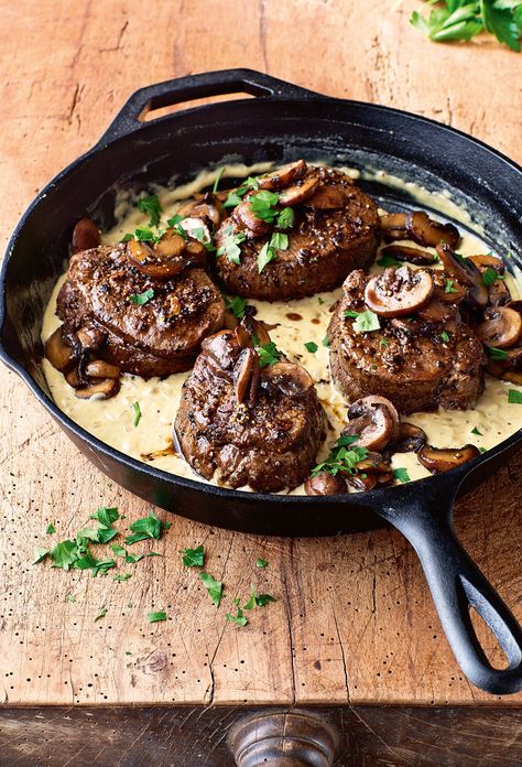 Ina Garten's Filet Mignon with Mustard and Mushrooms recipe Steak Ideas, Ina Garden, Cook Steak, Filet Mignon Recipes, Creamy Mustard Sauce, African Foods, Cooking Meals, Ina Garten Recipes, 2024 Recipes