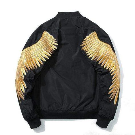 @yugentheory posted to Instagram: Angel Wings Bomber Jacket YUGENTHEORY.com | Huge Sale up to 80% OFF | Free Shipping Worldwide #luxurystreetwear #mensstreetwear #streetwears #thaistreetwear #cozystreetwear #smartstreetwear #vintagestreetwear #streetwearaddicted #streetwearclothing #vietnamstreetwear #streetwearbeast #streetwearculture #streetwearkl #streetwearsource Army Pilot, Wing Embroidery, Jacket Coat Fashion, Ootd Streetwear, Sukajan Jacket, Hypebeast Fashion, Embroidery Jacket, Motorcycle Jacket Mens, Gold Wing