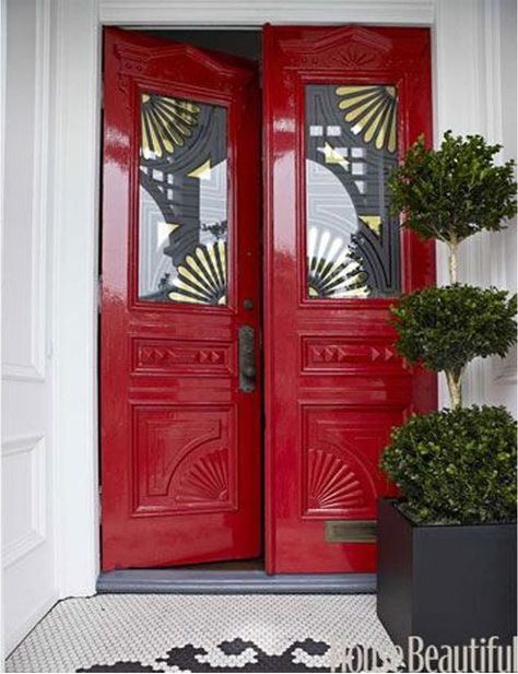 A Touch of Southern Grace : Storybook Red Doors Red Doors, Best Front Doors, Red Front Door, Front Door Paint Colors, Door Paint Colors, Painted Front Doors, Front Door Colors, Front Door Design, Red Door