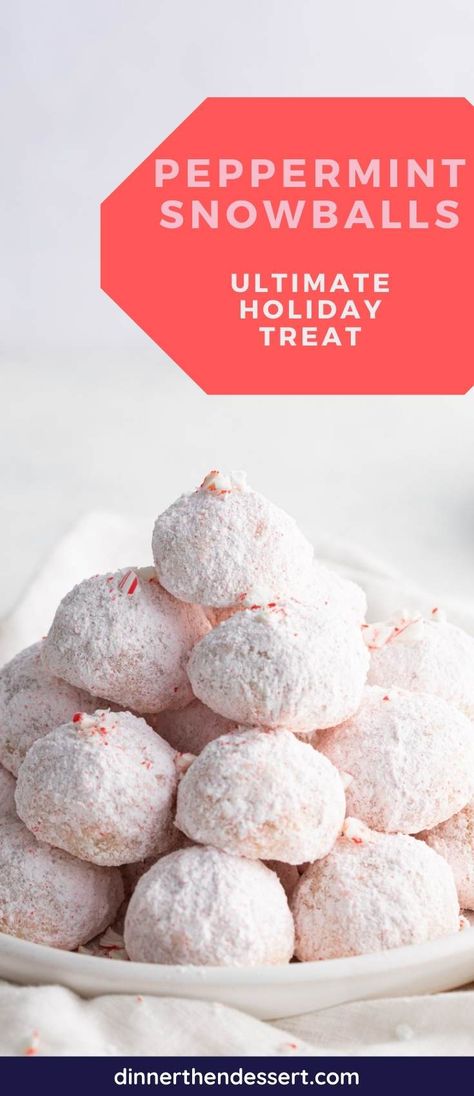 Peppermint Snowballs are the ultimate holiday treat made with just 5 ingredients and then rolled in powdered sugar and peppermint candies. Peppermint Snowballs, Peppermint Treats, Cookie Dough Ingredients, Italian Wedding Cookies, Peppermint Candies, Holiday Sprinkles, Peppermint Sticks, Snowball Cookies, Peppermint Cookies