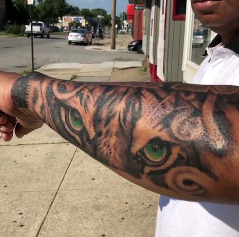 Tiger With Red Eyes Tattoo, Panther Eyes Tattoo, Tiger Eyes Tattoo Stencil, Red Eyes Tattoo, Panther Eyes, Tiger Forearm Tattoo, Panther Tattoos, Tiger Eyes Tattoo, Side Arm Tattoos