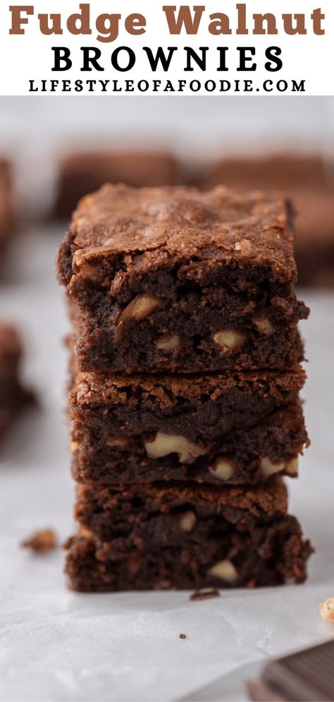 The Best Fudge Walnut Brownies Recipe - Lifestyle of a Foodie Walnut Brownies Recipe, Walnut Brownie Recipe, The Best Fudge, Chocolate Walnut Brownies, Best Fudge, Brownie Bites Recipe, Walnut Fudge, Walnut Brownies, Brownies Recipe Homemade