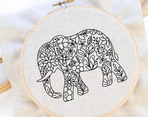 Digital PDF Pattern Sunrise Mountains Hand Embroidery - Etsy New Zealand Elephant Hand Embroidery, Elephant Embroidery, Modern Hand Embroidery, Feather Embroidery, Digital Embroidery Patterns, Hand Embroidery Dress, Hand Embroidery Patterns Flowers, Basic Stitches, Basic Embroidery Stitches