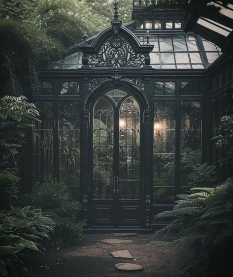 @benmyhre. #Witchy_Cottage_Bedroom #Dark_Gothic_House #Goth_Victorian_House #Cottage_Goth_Aesthetic Dark Gothic House, Goth Victorian House, Cottage Goth Aesthetic, Dark Victorian House, Gothic House Exterior, Gothic Greenhouse, Victorian Gothic House, Gothic Victorian House, Cottage Goth