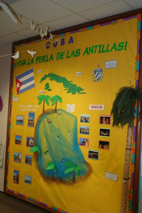 Forest Glen Hispanic Festival Bulletin Boards - 2008 Puerto Rican Bulletin Boards, Ecuador Bulletin Board, Cuba Bulletin Board Ideas, Board Inspiration, Spanish Classroom, Hispanic Heritage Month, Hispanic Heritage, Heritage Month, Spanish Class