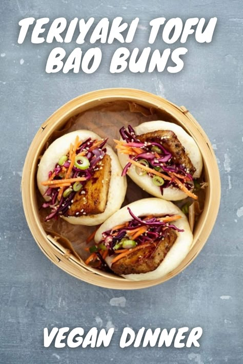 Tofu Bao Buns, Vegan Teriyaki Tofu, Vegan Bao Buns, Tofu Bao, Vegan Bao, Vegan Teriyaki, Teriyaki Tofu, Japanese Recipe, Vegan Asian