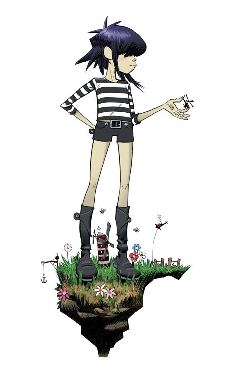 El Mañana - Gorillaz Jamie Hewlett Art, Gorillaz Noodle, Monkeys Band, Jamie Hewlett, Gorillaz Art, Floating Island, Art Kawaii, Museum Poster, Tank Girl