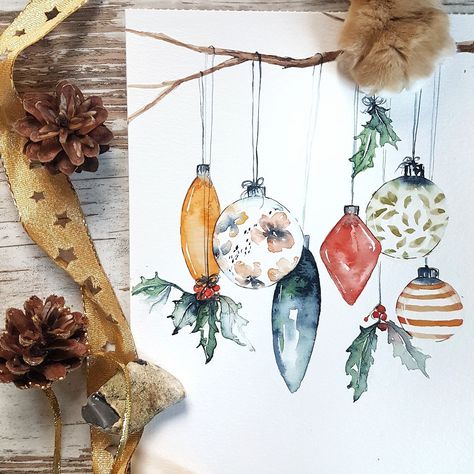 ☃️ CHRISTMAS COURSE COMING UP ☃️ November is the month where I really start to prepare myself for Christmas 🎄 I know that for a lot of… | Instagram Watercolor Christmas Cards Diy, Easy Christmas Drawings, Painted Christmas Cards, Christmas Illustrations, Christmas Card Art, 카드 디자인, Watercolor Christmas Cards, Instagram Christmas, Love Christmas