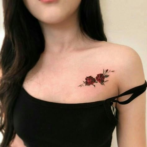 A Rose Tattoo, Rose Tattoos For Women, Red Rose Tattoo, Shoulder Tattoos For Women, Rose Tattoo Design, Elegant Tattoos, Simplistic Tattoos, Foot Tattoos, Beauty Tattoos