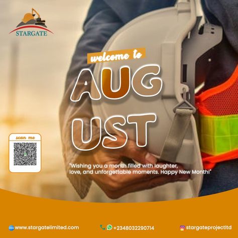 Construction company new month flyer(August) Happy New Month August, New Month August, New Month Flyer, Happy New Month, Construction Design, New Month, Construction Company, Happy New, Quick Saves