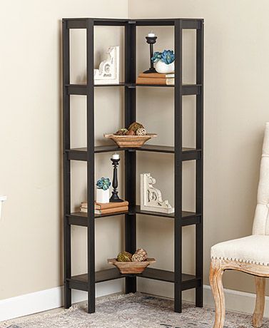 L-Shaped Corner Storage Shelving Units | The Lakeside Collection Corner Shelves Living Room Modern, L Shape Shelves, Unique Corner Shelves, L Shaped Bookshelf, L Shaped Shelf, L Shape Shelf, Corner Storage Ideas, Corner Shelves Living Room, Corner Storage Unit