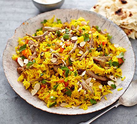 Make the most of Sunday's leftover roast lamb in this colourful spiced rice one-pot from BBC Good Food Magazine reader Karolina McCallan Lamb Biryani Recipe, Leftover Lamb Recipes, Lamb Pilaf, Leftover Roast Lamb, Chicken Pilaf, Lamb Biryani, Sweet Potato Ground Beef, Recipes With Rice, Potato Ground Beef