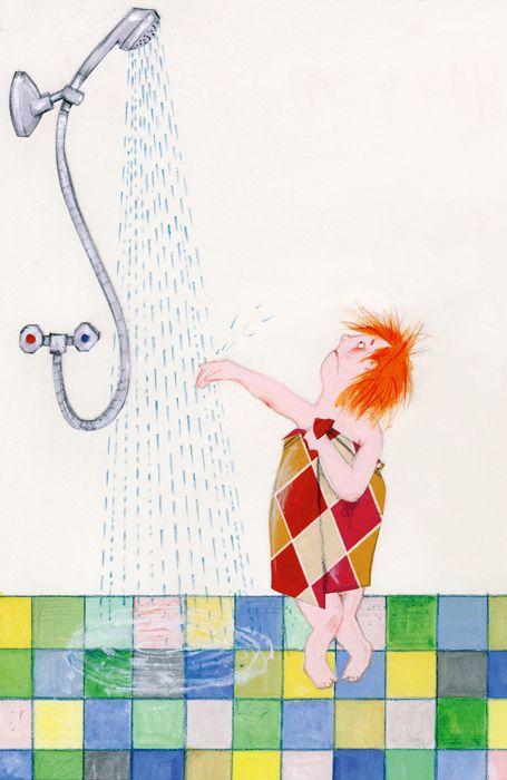 Shower Illustration, Red Haired Girl, Social Media Drawings, In The Bathtub, Mosaic Bathroom, Photography Themes, Women Bathing, New York Art, Red Cat