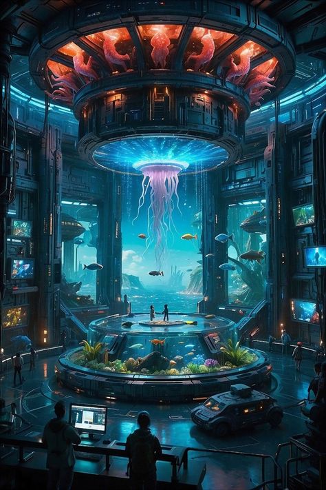 Sci Fi Fantasy Concept Art, Science Fantasy Art, Marine Research Center, Fantasy Cyberpunk, Pastel Scene, Sience Fiction, Dreamscape Architecture, Sci Fi Wallpaper, Games Illustration