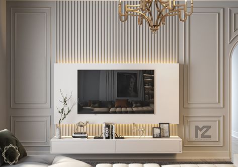 Neo Classic Livingroom on Behance Neoclassical Interior Design, Modern Classic Living Room, Ruang Tv, Modern Classic Interior, Neoclassical Interior, Elegant Living Room Design, Tv Room Design, Classic Interior Design, Classic Living Room