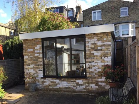 Brickwork Studio — Trew Turner Ltd Brick Garden Office, Brick Office, Garden Office Shed, Brick Slip, Flat Roof Design, Brick Slips, Garden Offices, Shed Office, Tiny Office