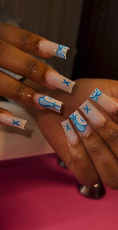 Nails Ideas Short, Quartz Nails, Nails Painted, Acrylic Nail Set, Acrylic Nails Ideas, Long Acrylic Nail Designs, Hard Nails, Blue Acrylic Nails, Nail Trend