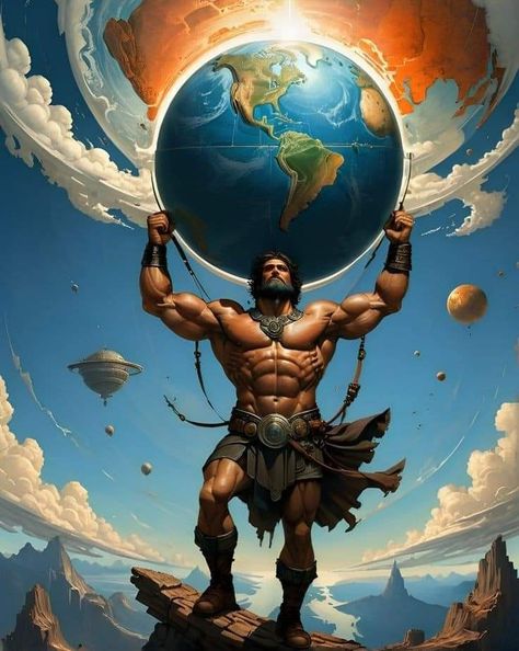 Atlas Mythology, Atlas Greek Mythology, Atlas God, Atlas Illustration, Dnd Pictures, Titans Greek Mythology, Atlas Statue, Atlas Art, Greek Titans