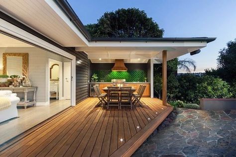 Top 60 Best Backyard Deck Ideas - Wood And Composite Decking Designs Alfresco Ideas, Alfresco Designs, Double Sliding Doors, Alfresco Area, Deck Designs Backyard, Beach Cottage Decor, Backyard Spaces, Decks Backyard, Outdoor Entertaining Area