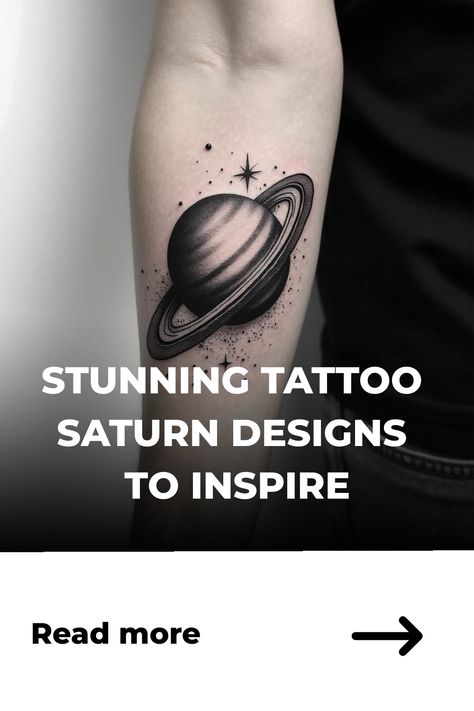 Stunning Tattoo Saturn Designs to Inspire Taylor Swift Moon And Saturn Tattoo, Saturn Tattoo Design, Saturn Tattoo, Themed Tattoos, Planet Ring, Foot Tattoos For Women, Astrological Symbols, Spiritual Tattoos, Sternum Tattoo