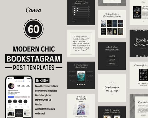 Bookstagram Post Templates | Instagram Post Templates | Modern | Chic | Editable Canva Templates #bookstagramtemplate #instagramtemplate #bookplanner #readingjournal #readingtracker #bookjournal #bookreview #bookofthemonth #bookreview Bookstagram Post Template, Canva Bookstagram, Bookstagram Templates, Bookstagram Aesthetic, Bookstagram Posts, Templates Instagram Post, About Me Template, Bookstagram Inspiration, Reading Tracker