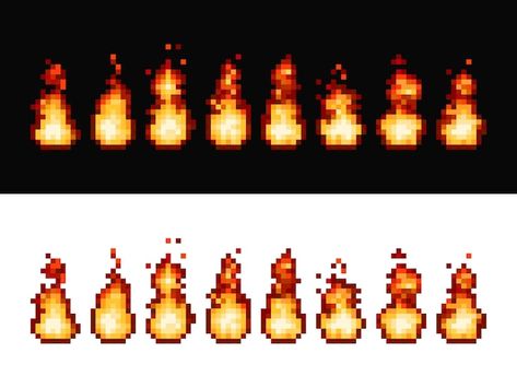 Sprite Sheet Character Pixel Art, Flame Pixel Art, Fire Pixel Art, Pixel Fire, Animation Sprite, 8bit Game, Pixel Art Animation, Fire Animation, Sprite Sheet