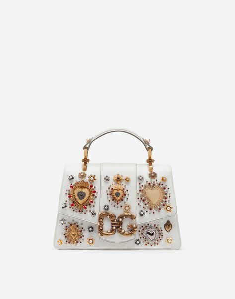 Dg Amore Bag In Calfskin With Heart Embroidery Heart Embroidery, Embroidered Leather, Dolce E Gabbana, Dolce & Gabbana, Luxury Bags, Bags Women, Calf Skin, Leather Bag, Bags Designer