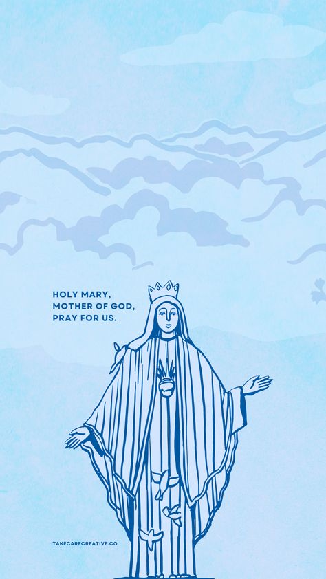 Light Blue Illustrated Holy Mary Catholic Phone Wallpaper by Take Care Creative. Follow on Canva or get emails about new canva templates at takecarecreative.co / christianity, religion, religious, mary, catholic, church, hand drawn, mother, pray, / Catholic Background Wallpapers, Cute Catholic Wallpaper, Catholic Phone Wallpaper, Catholic Desktop Wallpapers, Catholic Wallpaper Iphone, Light Blue Jesus Wallpaper, Catholic Background, Catholic Illustration, Phone Wallpaper Template