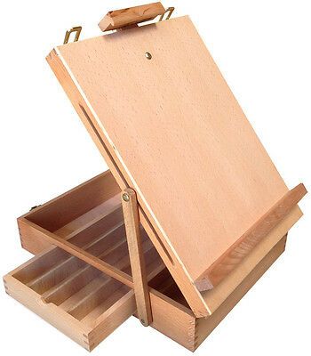 TABLE TOP WOODEN ARTIST DRAWING SKETCH EASEL BOX w/DRAWER, ELM WOOD Sketch Easel, Small Wood Desk, Wood Desk Top, Sketch Box, Table Easel, Woodworking Store, Artist Easel, Drafting Table, Drawing Table