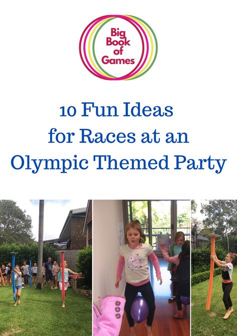 10 fun, easy ideas for races or relays at an Olympic themed birthday party. Olympic Games Birthday Party, Olympic Birthday Party, Olympic Party Games, Egg And Spoon Race, Kids Olympics, Olympic Theme Party, Olympic Party, Relay Races, Fun Party Games